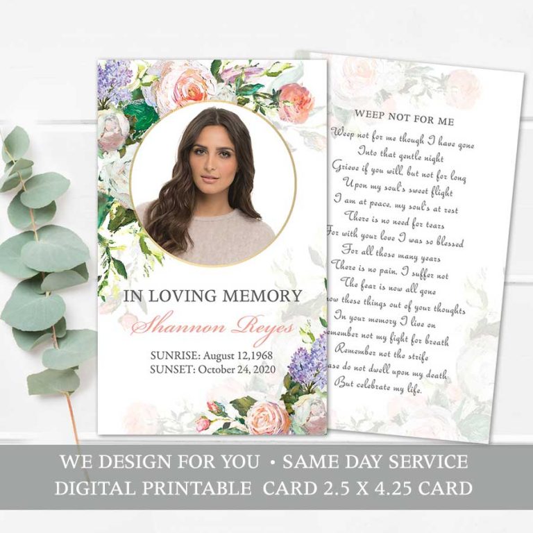Sympathy Script Sympathy Cards Template Printable Floral Painted Roses Peach Script